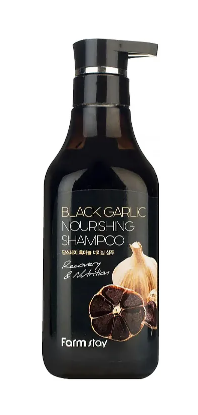 Питательный шампунь с экстрактом чёрного чеснока для здоровья и восстановления волос FarmStay 530мл 1/20