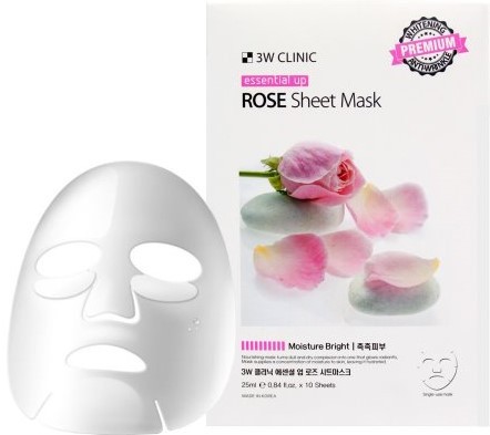 Тканевая маска с экстрактом розы 3W Clinic 25мл*10шт 1/40
