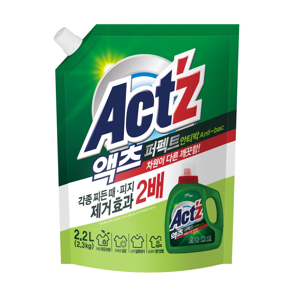 Жидкое средство для стирки ACT'Z Perfect Deep Clean с антибактериальным действием 2200 мл, мягкая упаковка 1/6