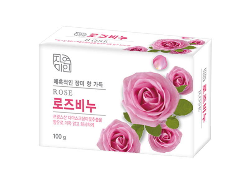Успокаивающее и увлажняющее туалетное мыло с экстрактом дамасской розы "Rose Beauty Soap" (кусок 100 г) 1/48