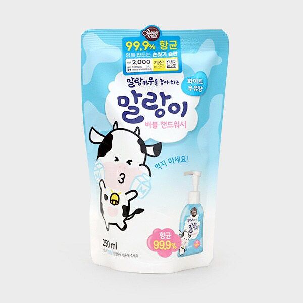 Средство для мытья рук с молочным ароматом Shower Mate Malang Cow white 250 мл (мягкая упаковка) 1/18