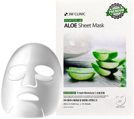 Тканевая увлажняющая маска с экстрактом алоэ 3W Clinic 25мл*10шт 1/40